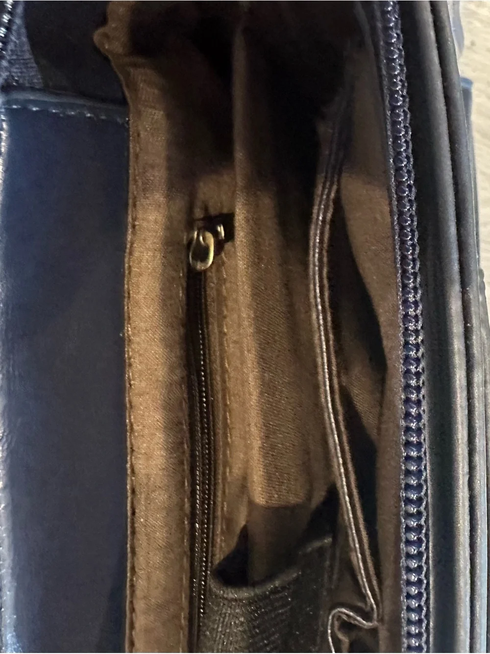 Walasa Pocketful of Sunshine Navy Leather Bow Satchel Crossbody Bag